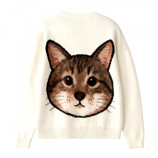 Designer Cotton Knitted Jacquard Sweater Pullover