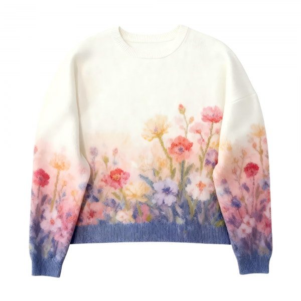 Designer Jacquard Knit Pullover Sweater, Cotton Knitted for Style