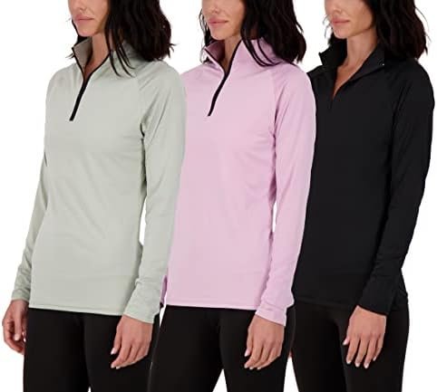 3 Pack: Womens Dry-Fit Long Sleeve Quarter Zip & Full Zip Up Hoodie Workout Jacket (Available in Plus)