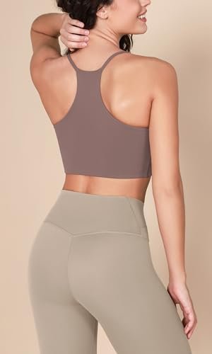 Halter Sports Bra for Women Non Padded Strappy Cropped Tops Workout Yoga Crop