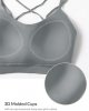 Women's Sports Bra Longline, Molded Cup Yoga Bra Thin Strap Low Impact Spaghetti Workout Crop Tank Tops