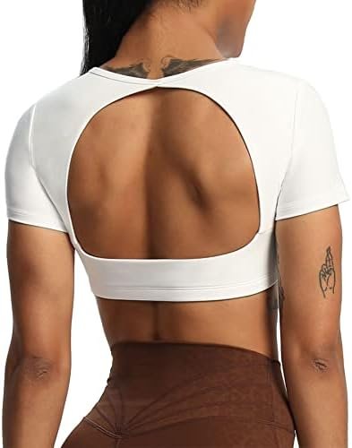 Short Sleeve Crop Tops for Women Clarissa Hollow Back Workout Crop T Shirt Top
