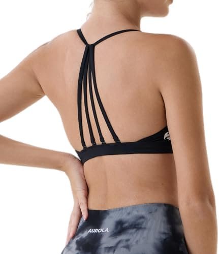 Workout Sports Bras Women Athletic Removable Padded Backless Strapy Minimal Crop Top