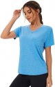 6 Pack Workout Shirts for Women Short Sleeve V-Neck Athletic Yoga Running Tops Moisture Wicking Quick Dry T-Shirt for Casual