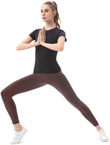 Workout Shirts for Women Short Sleeve Seamless Yoga Athletic Tees Sports Breathable Gym Athletic Tops