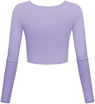 Long Sleeve Crop Tops for Women Workout Basic Clothes for Teen Ladies Fitted Slim Scoop Neck Cute Yoga Shirts
